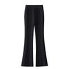 Women's Black High-Waist Flare Pants with Slit - New 2025 Spring/Autumn Slimming Style