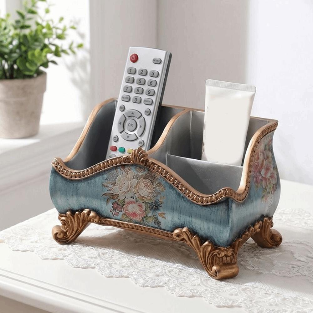 3 Compartment Remote Control Box Resin Desktop Storage Box Home Decoration