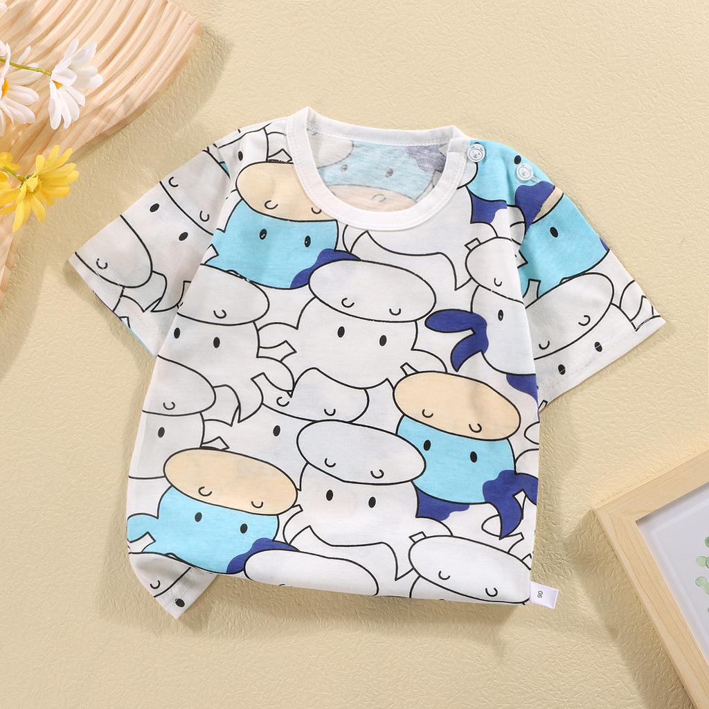 Children's Round Neck Pure Cotton Fun Short Sleeved Boys and Girls