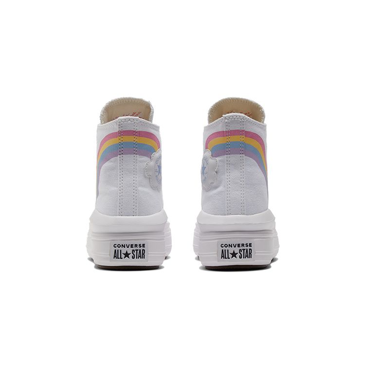 Converse Кроссовки Chuck Taylor All Star Move Platform High GS Rainbow Cloud Kids белые Jp-Blue Pink A04344C