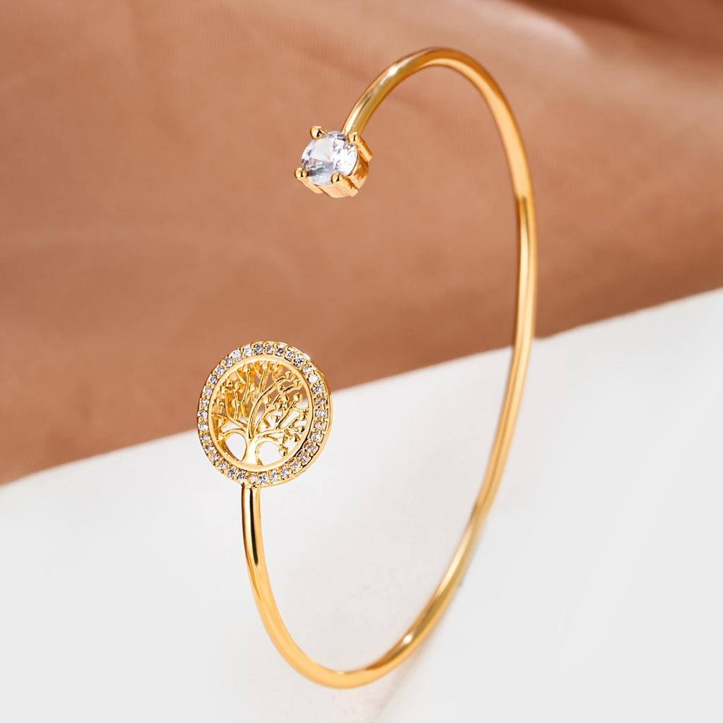 Minimalist Tree Of Life Zircon Bracelet For Women Classic Niche Fashion Jewelry Daily Wear Elegant Gift