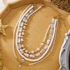 4Pcs/Set Vintage Boho Starfish Pendant Necklace Imitation Pearl Beads Clavicle Chain Multilayer Shell Choker Jewelry