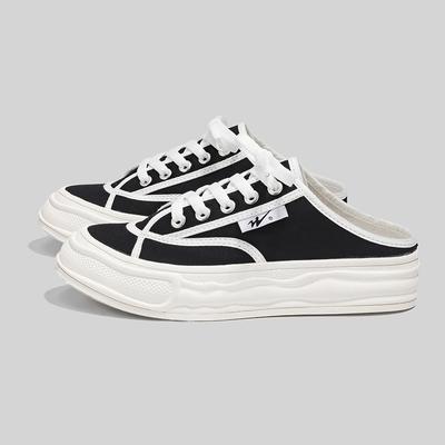 Модные парусиновые туфли на полутяге женские весенние новые дышащие корейская версия на платформе повседневные туфли детские 5