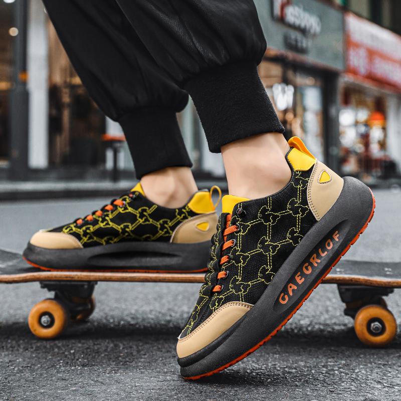 Fashion Chunky Sneaker Men Cover Bottom Board Shoe Fashion Casual Microfiber Leather Fabric Breathable Increased Internal Platform Shoes