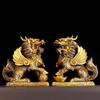 Feng Shui Copper Unicorn Ornamen Yuanbao Home Office Store Living Decorations