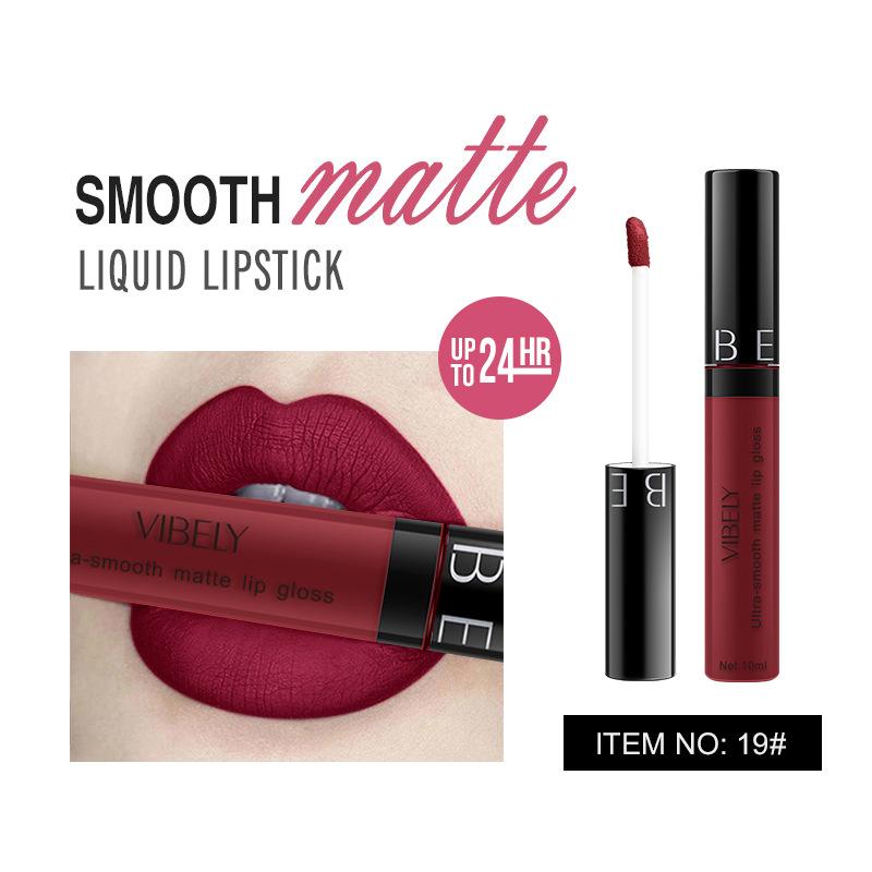 VIBELY Makeup Matte Anti-Stick Lip Glaze Несмываемая долговечная жидкая губная помада