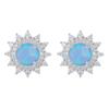 [R4798] - Silver Earrings 'Goddess Opal' Blue Silver White (rhodium) - 13 Mm