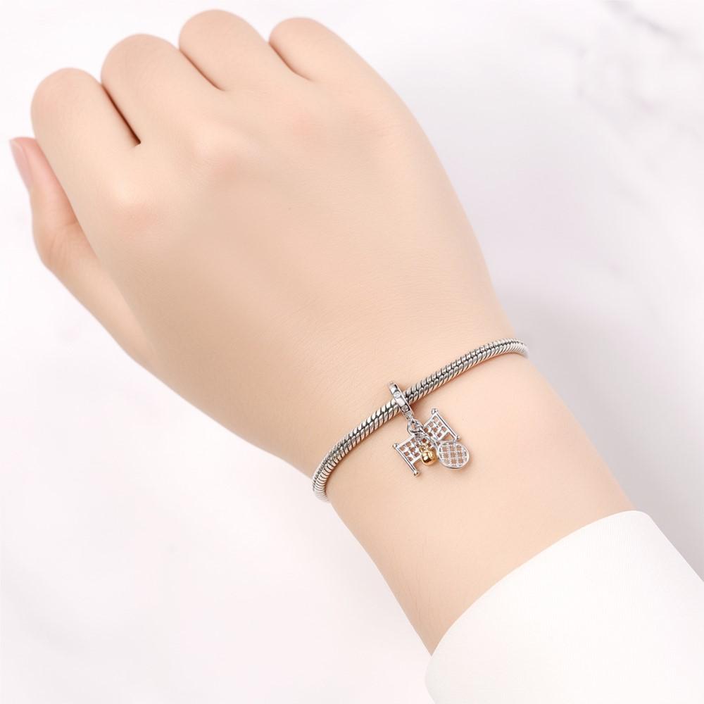 925 Silver Tennis Pendant Bracelet Charms for Women Fine Jewelry DIY Party Beads Gifts Accessories