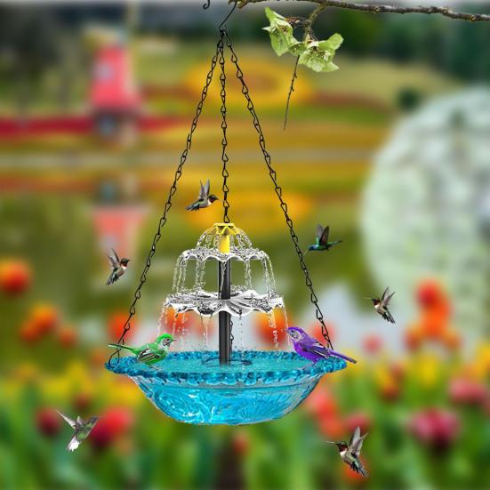 Солнечный фонтан для купания птиц Каскадный Подвесной фонтан для птиц На солнечных батареях Водяной фонтан-купальня для птиц На открытом воздухе Купальня для колибри Душевая чаша для сада Патио