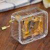 Exquisite Clear Acrylic Square Gold Hand Cranked Gurdy Music Box
