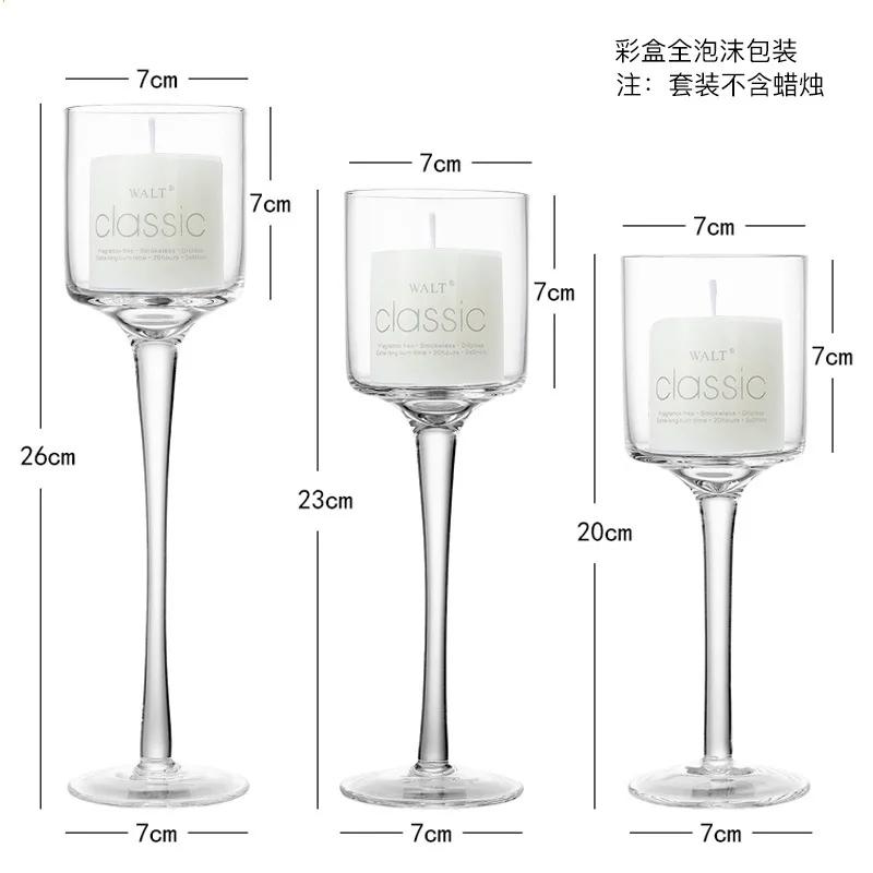 BEPAN Glass Candlestick European Romantic Candlelight Dinner High Foot Wedding Birthday Restaurant Water Floating Candle Cup