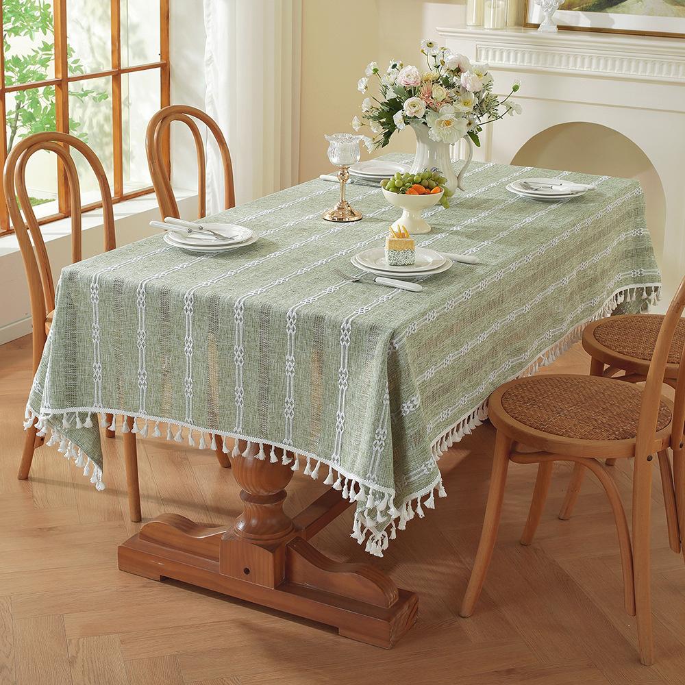 Nordic Hot-Selling Miss Wind Dining Table Tablecloth Imitation Cotton And Linen Coffee Table Cloth Rectangular Hollow Model Jacquard Tablecloth Cover