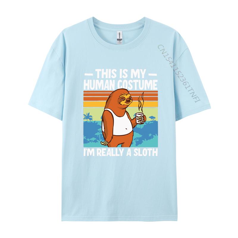 This Is My Human Costume Im Really A Sloth T Shirt Men Cotton Oversized Print T Shirts Graphic Tshirt Tee Top