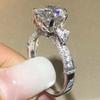 New Women'S Luxury Wedding Ring Shiny Cubic Zirconia Fashion Elegant Engagement  Accessories Trendy Jewelry
