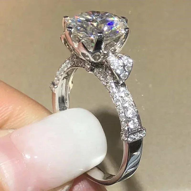 New Women'S Luxury Wedding Ring Shiny Cubic Zirconia Fashion Elegant Engagement  Accessories Trendy Jewelry