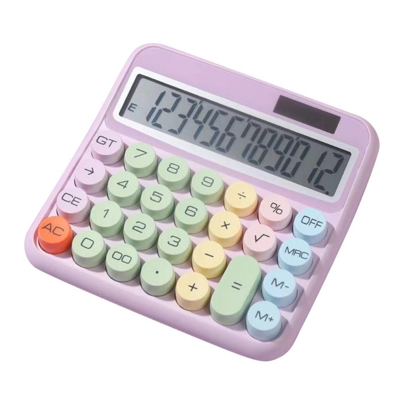 Cute 12 Digit Large LCD Display Calculator Mechanical Switches Calculator with Large LCD Display for Office Work Student