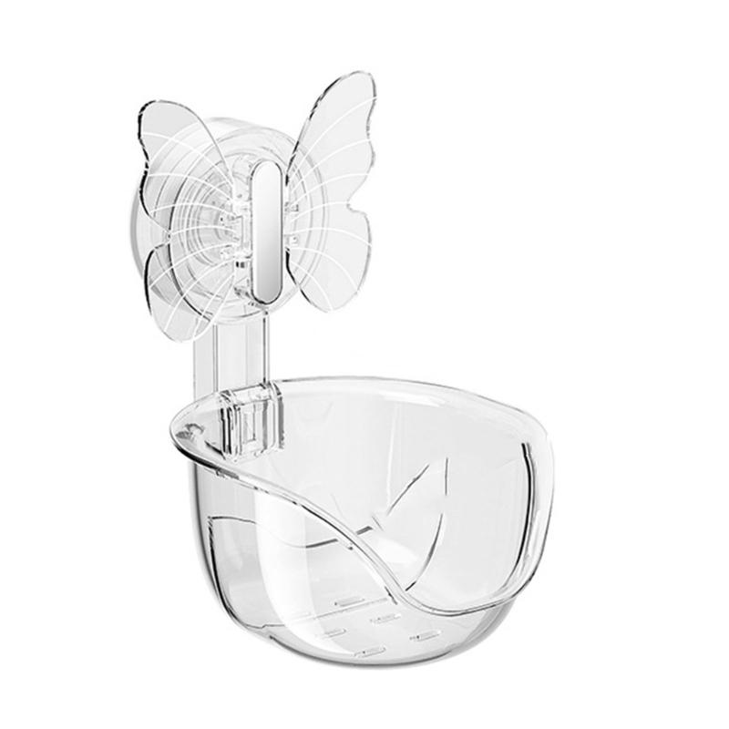 Clear Shower Basket Suction Cup Butterfly Wall Mount Storage Box Rack Bathroom Shower Shelves Strong Suction Organizers