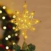 Silver Glitter LED Hollow Wire Star Tree Topper Decoration for Christmas Holiday Party, Xmas Tree Top Ornament
