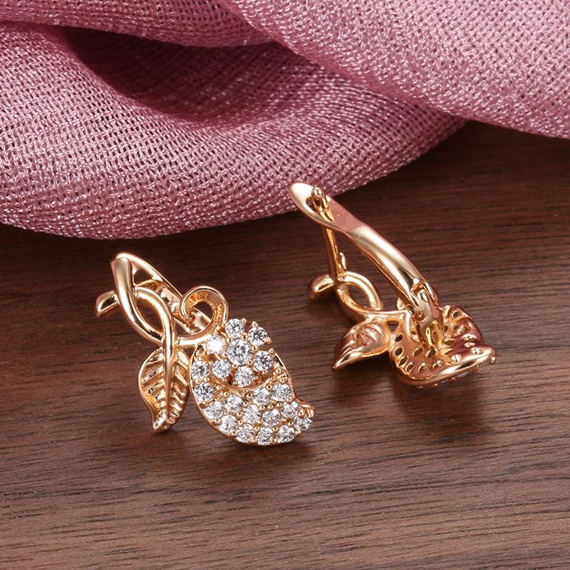 Модные серьги-фрукты золотого цвета Kinel для женщин с цирконом