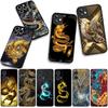 Чехол для Apple iPhone 16 15 14 Plus 13 12 Mini 17 Pro Max + ProMax 16E Air Чехол для телефона Золотой Черный Дракон Обои