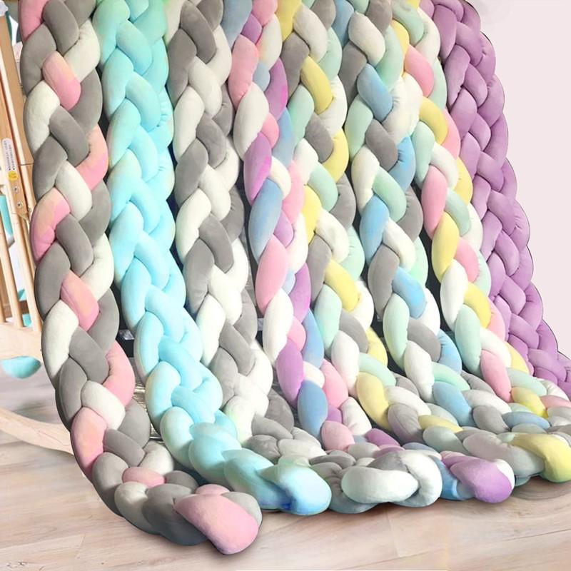 Датская вязаная подушка-узел, заплетенная из четырех прядей – Защитный бортик для кровати от ударов для детской комнаты