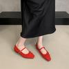 French Retro Suede Ballet Single Shoes Women's 2025 Autumn New Korean Version One-word Strap Flat Mary Jane Women's Shoes
