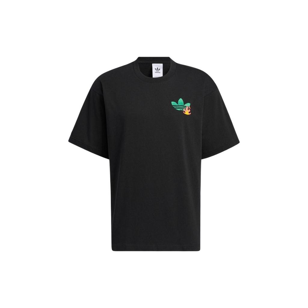 Adidas Футболка с короткими рукавами и круглым вырезом с логотипом и мультяшным узором, топы унисекс, черный HM8041