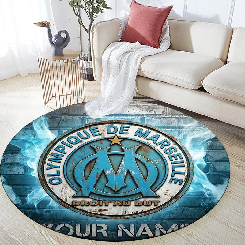 Custom Name Marseille Round Area Rug,Carpet Rug for Living Room Bedroom Sofa Playroom Decor,Non-slip Floor Mat
