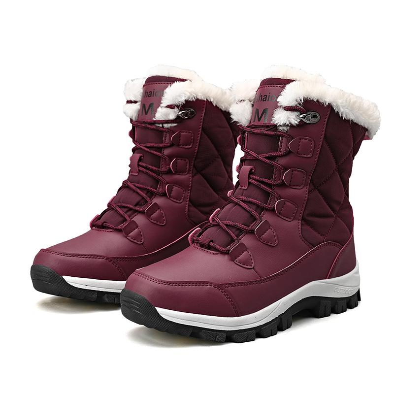 Fashion Winter Cotton Shoes Women Thick Soled Anti Slip Work Snow Boots Comfortable Outdoor Wear-resistant Plush Warm Ankle Boots 2024