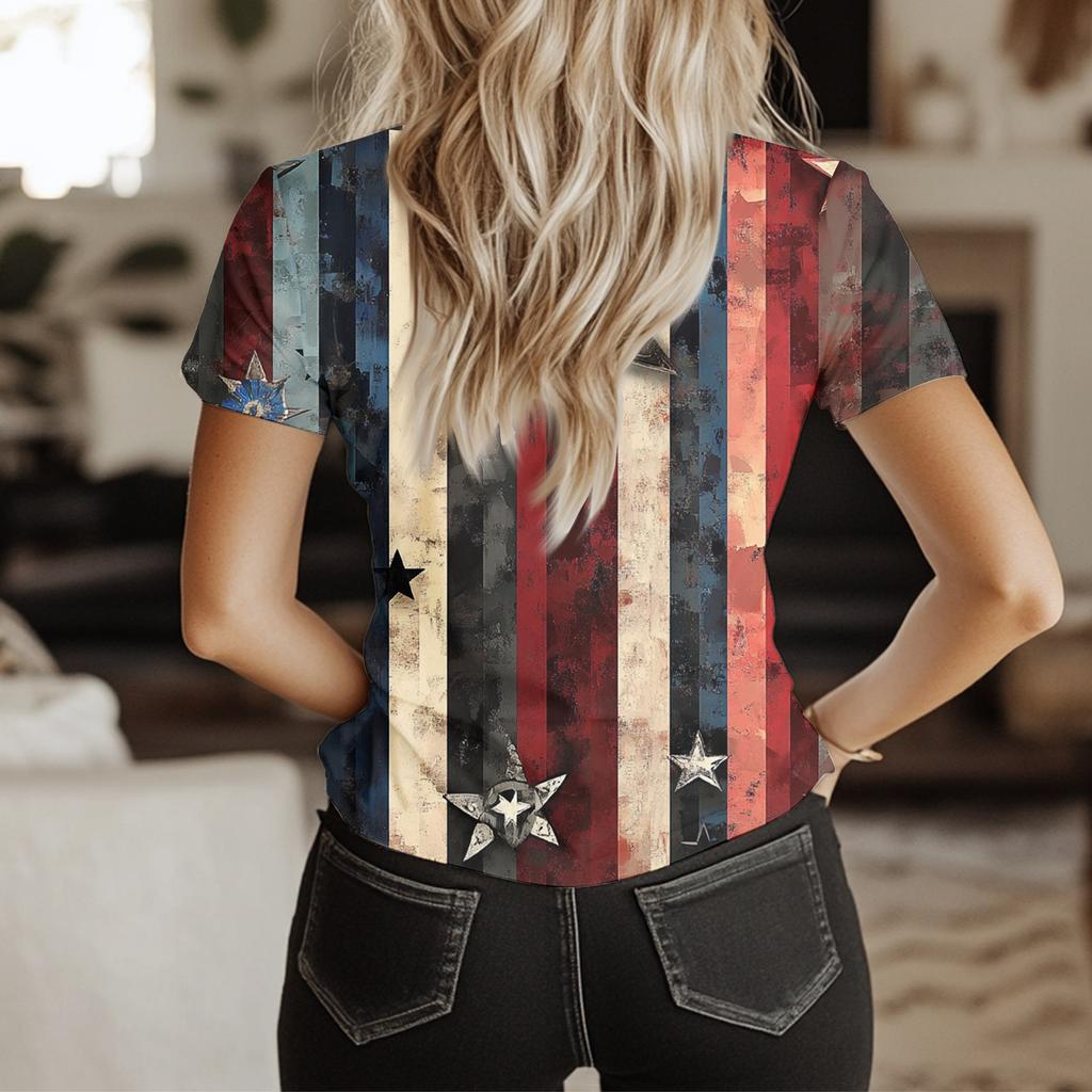 Женский топ с коротким рукавом и принтом «День независимости»