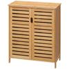 Bathroom Cabinet, Bamboo Cabinet with Slatted Design for Bathroom, Hallway, Compact Size, Ample Storage, Natural Wood