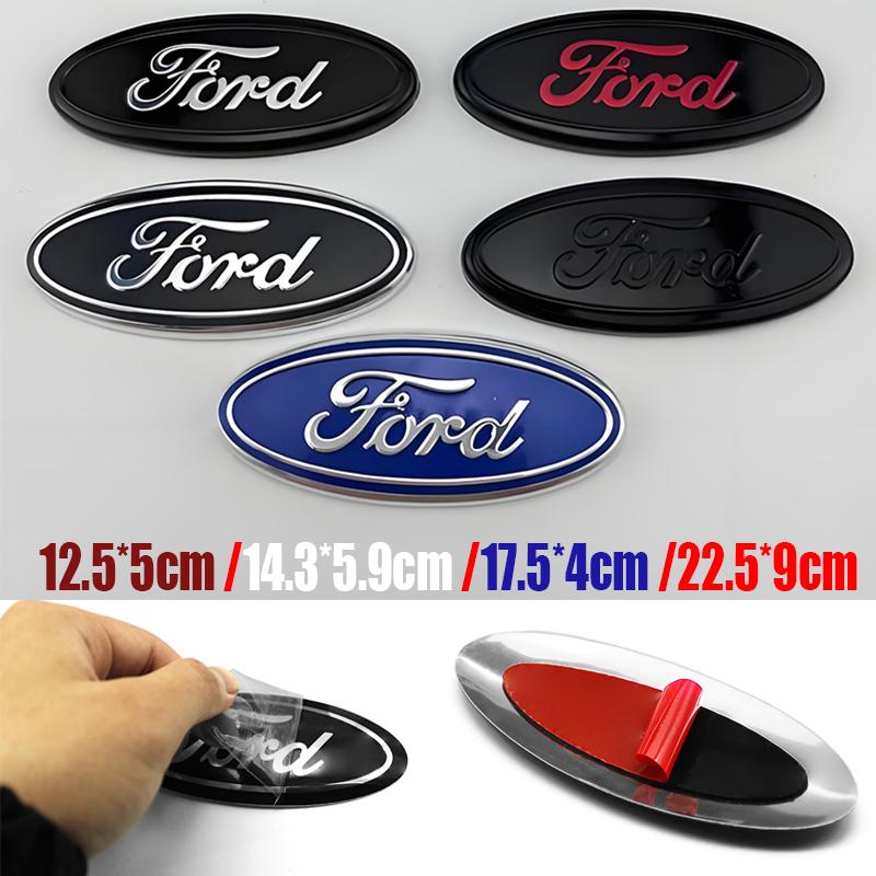 BQYI9 Car Front Grille Emblem Rear Trunk Logo Badge For Ford Fiesta Focus 2 3 Mondeo Edge Ranger Fusion Kuga S-MAX Transit Accessories