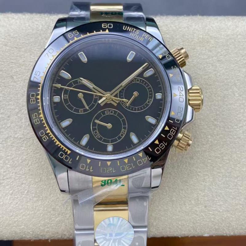 Мужские роскошные двухцветные автоматические часы La Jadia серии Daytona с цветным циферблатом, инкрустированным бриллиантами