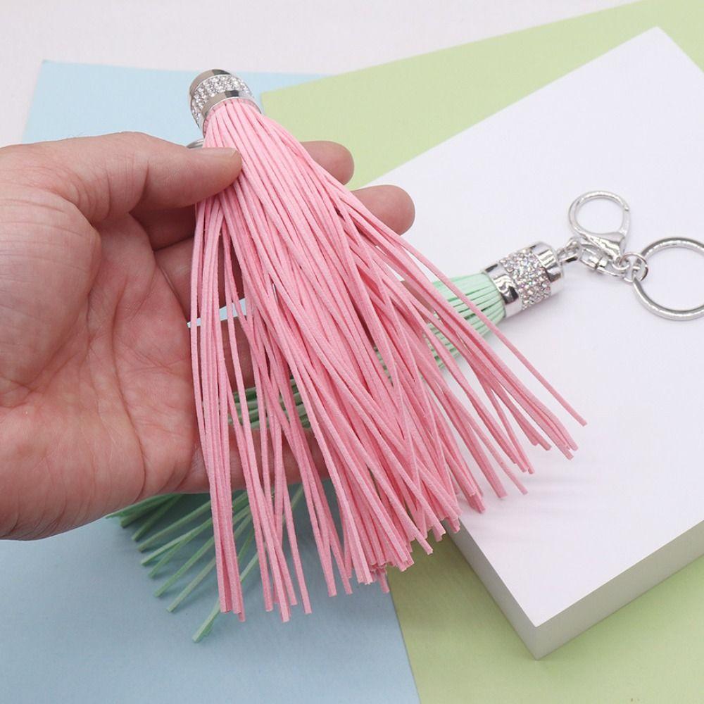 Ethnic Style Rhinestones Pendant Zinc Zinc Alloy Car Keyring Lovely Leather Tassel Keychain Women