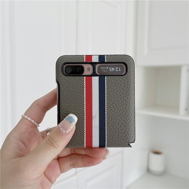 Складной чехол с рисунком личи для Samsung Galaxy Z, 2021, роскошные противоударные кожаные чехлы с откидной крышкой для F7000, 2021