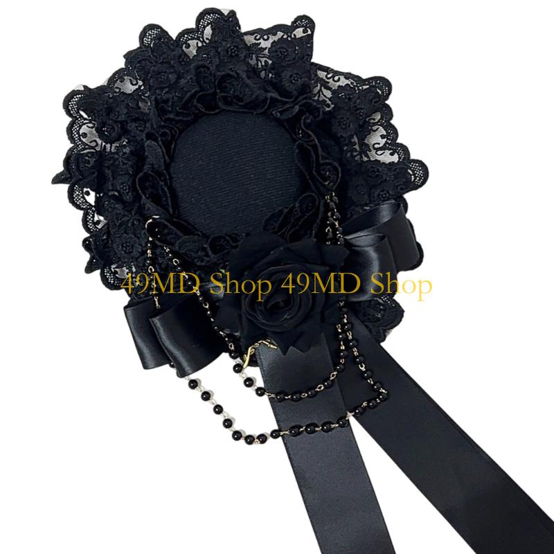 49MD Изящный готический свадебный fascinator с розой из лент, розочками и регулируемым зажимом для волос