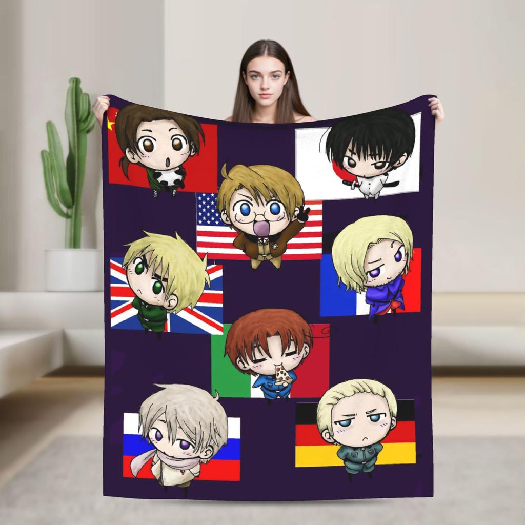 APH Italy Hetalia Anime Blanket Fleece Winter Multifunction Super Soft Throw Blanket for Home Travel Rug Piece