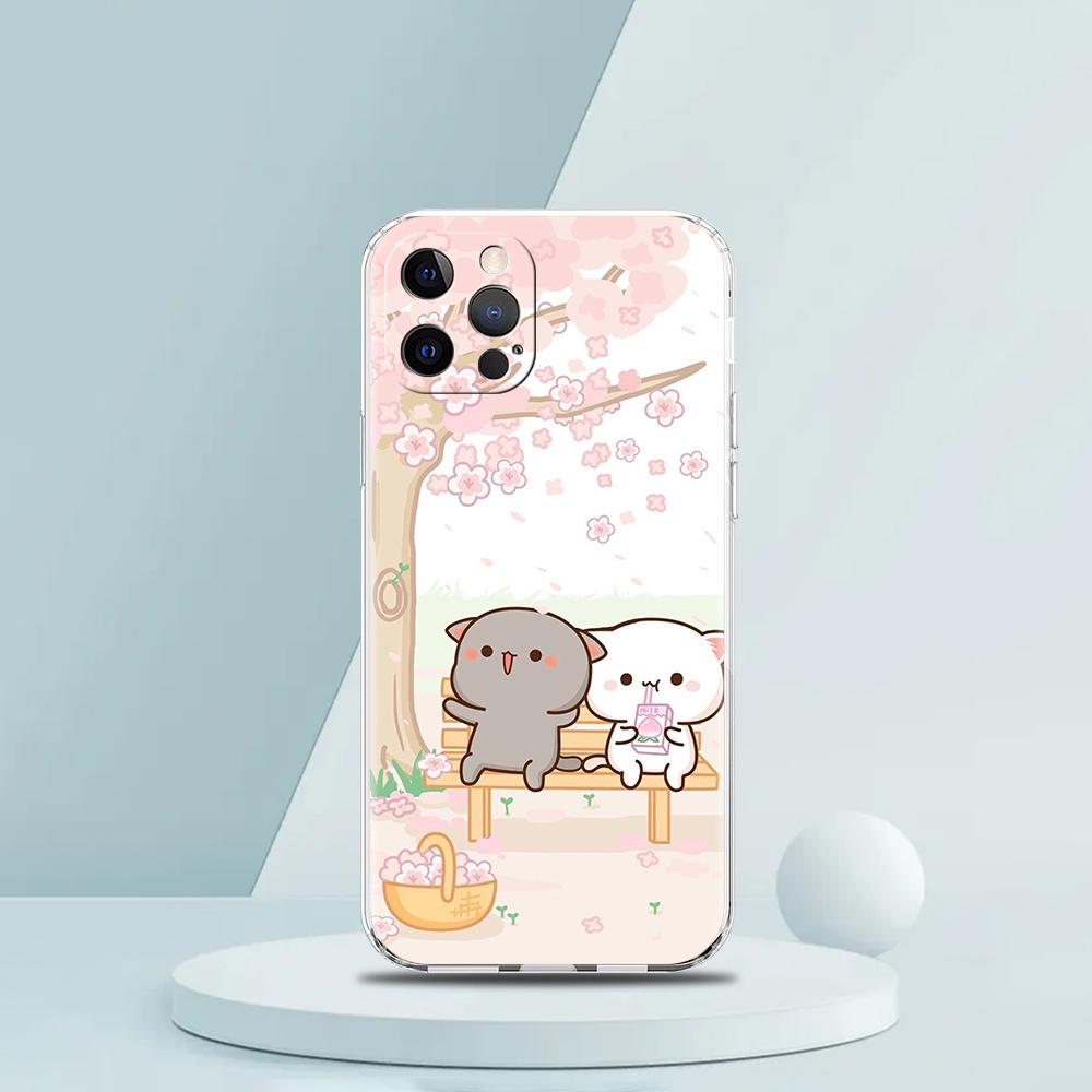 Чехол-сумка для телефона с котиками Персик и Гома для iPhone 16 15 14 13 12 Pro Max Прозрачный чехол для iPhone 11 Pro Max 7 8 Plus XS XR