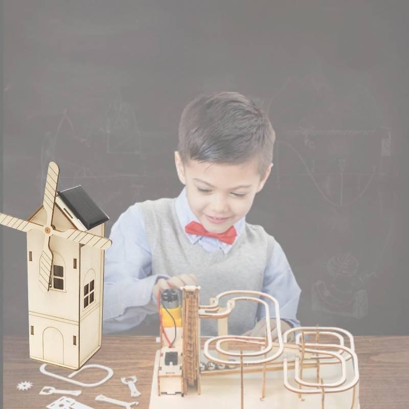 Деревянный дом-ветряк на солнечных батареях, набор для сборки DIY, для детей 7-14 лет, настраиваемая развивающая игрушка