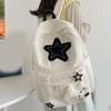 Backpack Bookbags for Girl Student Corduroy Rucksack with Star Pattern Large Capacity Double Strap Shoulder Bag