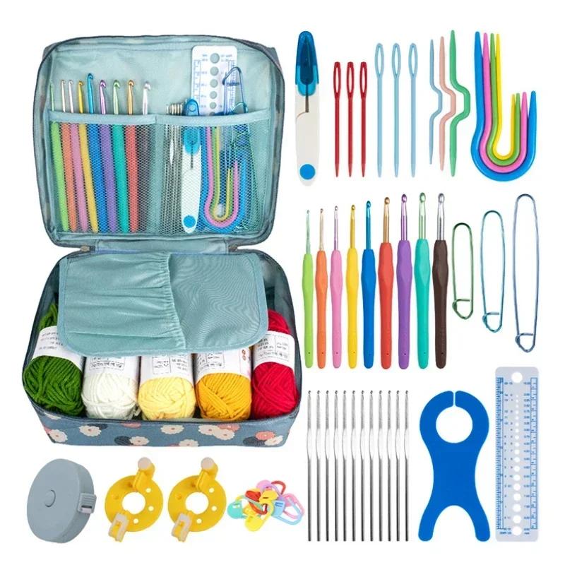 Набор крючков для вязания крючком DIY швейные инструменты с сумкой стальные иглы с большим ушком тупые маркеры эргономичная ручка цветные крючки