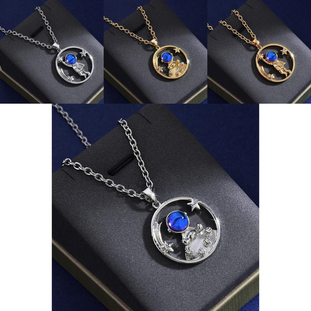 Уникальное ожерелье с подвеской в виде космонавта для пар, выполненное в стильном дизайне из титановой стали и с универсальными вариантами длины.