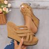 New Women's Shoes Large-sized Fish-mouth Hollowed-out Sponge Thick-soled Wedge Heel Flip-flops