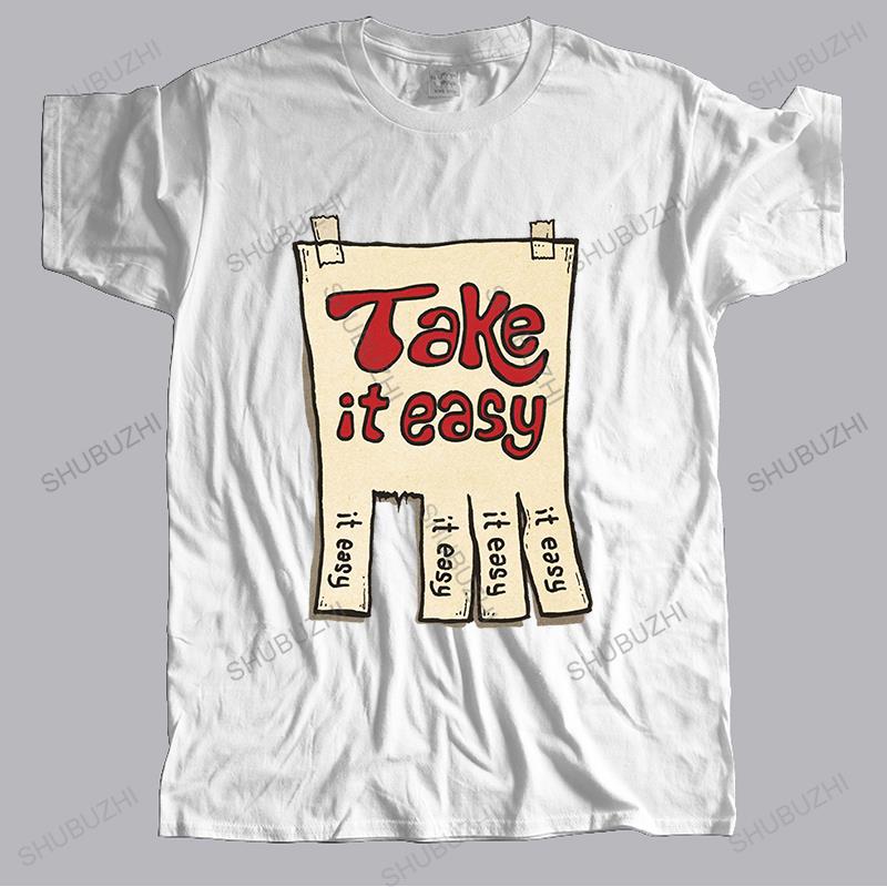 Unisexs Tshirt Unisex Cotton Tops Take It Easy Chameleon Screen Printing Unisexs T Shirt Short Sleeve Cotton Crew Neck Tshirts