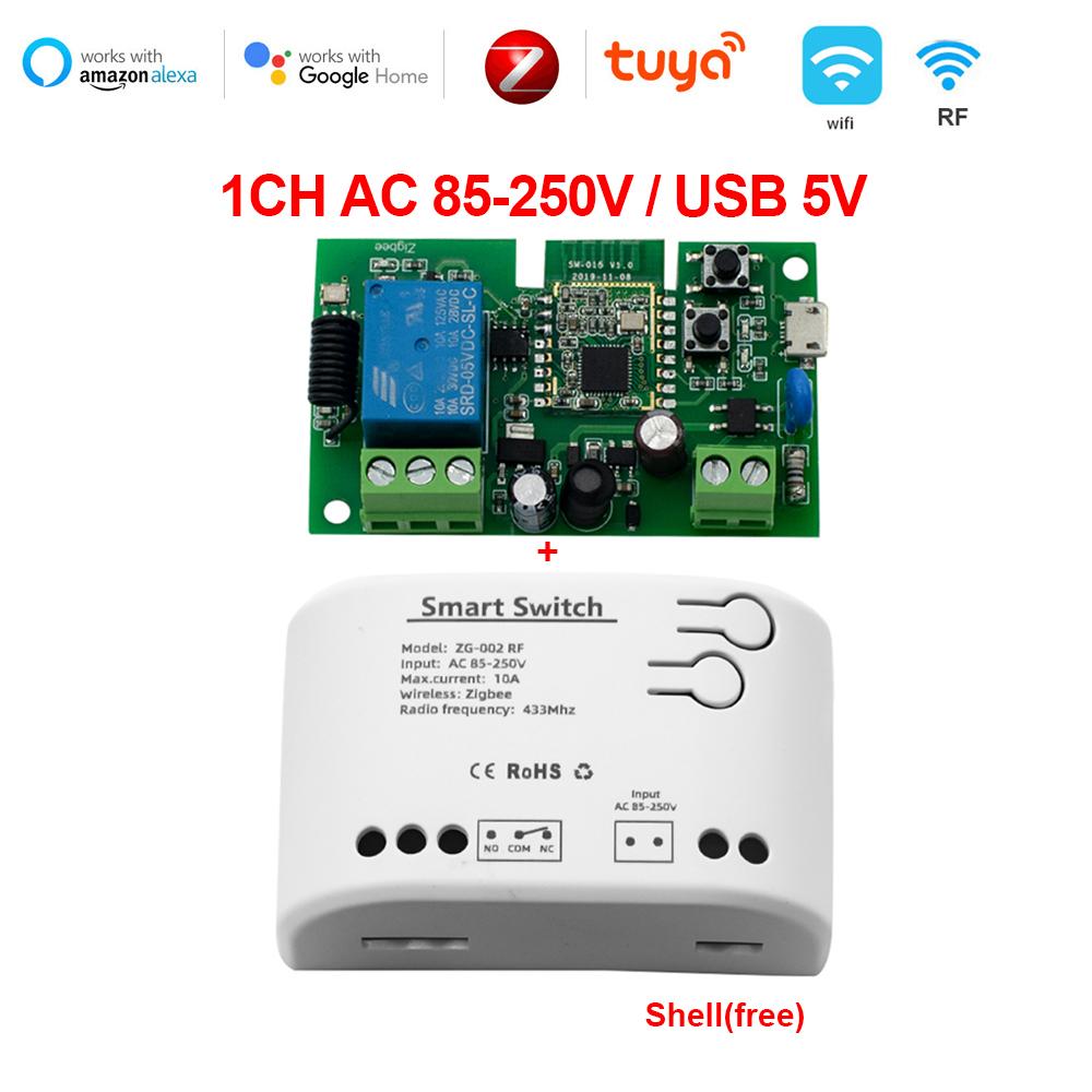 4-канальный модуль коммутатора Zigbee Smart Life Gate 12 В 24 В 32 В 220 В 1/2/4-канальное реле RF433 для шлюза 2MQTT SmartThings Tuya APP