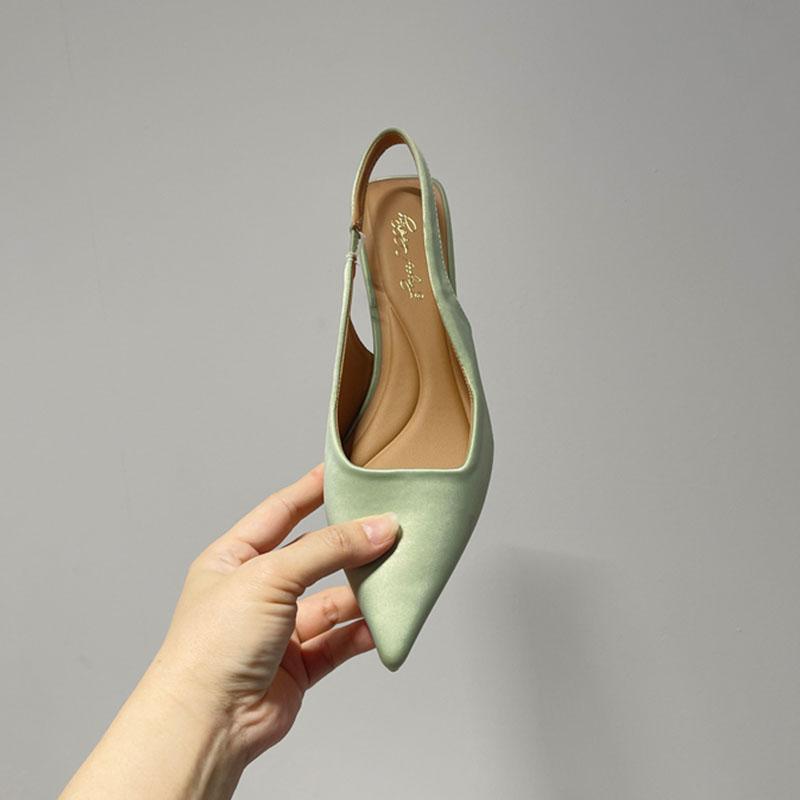 Мода Мода Обувь на низком каблуке Неглубокие Женские Босоножки на каблуке Обувь Повседневная Женская Остроносая Женские Сандалии Обувь Слипоны Туфли-лодочки