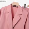 ZANZEA Fall Outfits Women Blazer and Pants Casual Two Piece Trouser Suit Set