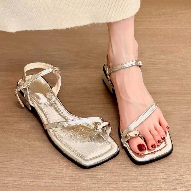 Leather Flip Flops Low Heels Elegant Summer Shoes Chic Concise Slingback Party Dating Party Modern Women Sandals