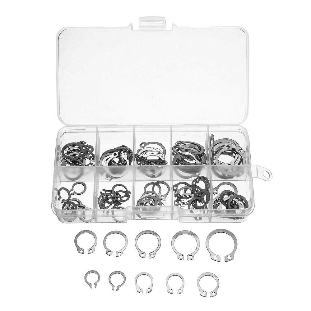 Retaining Holes Shaft Stainless Steel Lock Snap Ring E-type Cir Clip Circlip Set Collar Washer