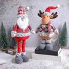 Рождественская плюшевая кукла с выдвижной ножкой, чучело стоящего Санта-Клауса, снеговика, оленей, плюшевые игрушки для дома, праздничного украшения стола, новинка